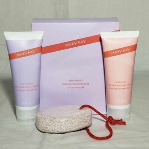 MARY KAY Pedicure Set Foot Scrub, Foot Mask & Pumice Stone Limited Edition NIB